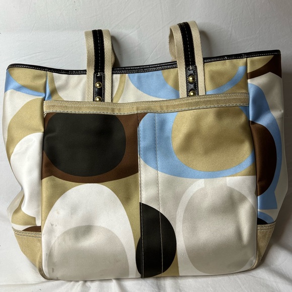 Coach Hamptons Scarf Print Tote Blue/Multicolor No 10115 - Used - Picture 12 of 15